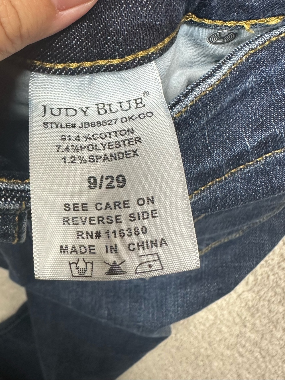 Judy Blue Skinny Fit Jeans Women’s Size 9/29 Dark Wash Stretch Raw Hem Denim - Picture 5 of 9